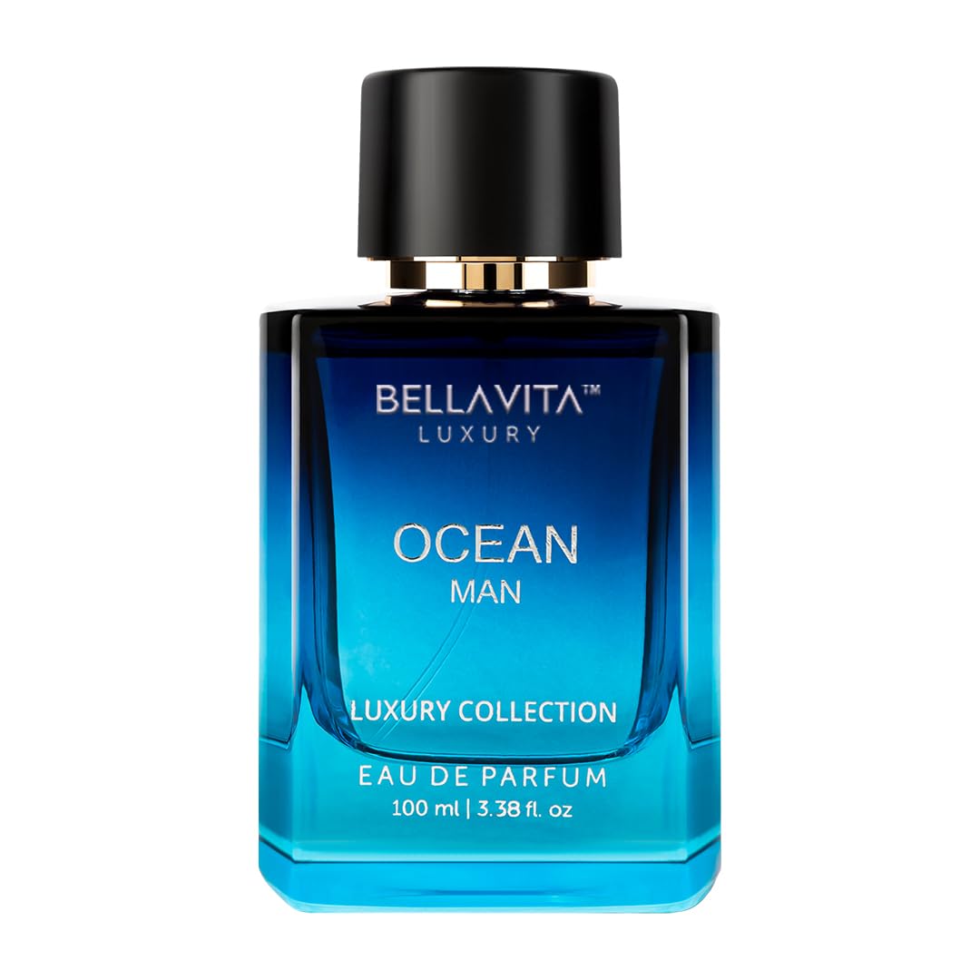 BellaVita Ocean Eau de Parfum for Men (100ml) | Fresh Aquatic Scent | Aqueous, Bergamot, Orchid & Jasmine Notes | Ideal 